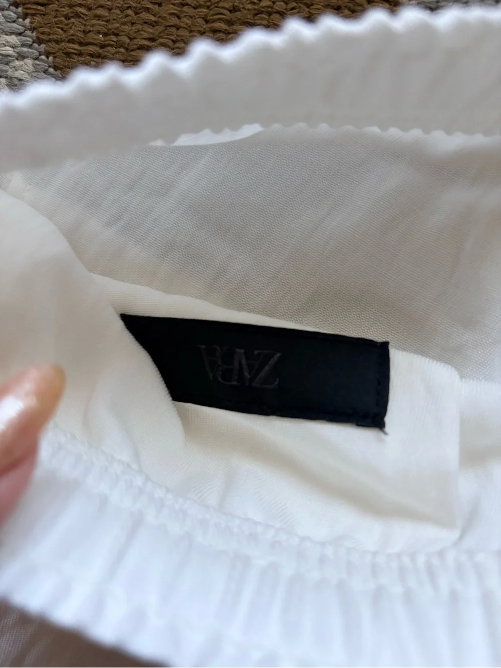 ZARA White Linen Blend Wide Leg Drawstring Summer Pants Size L